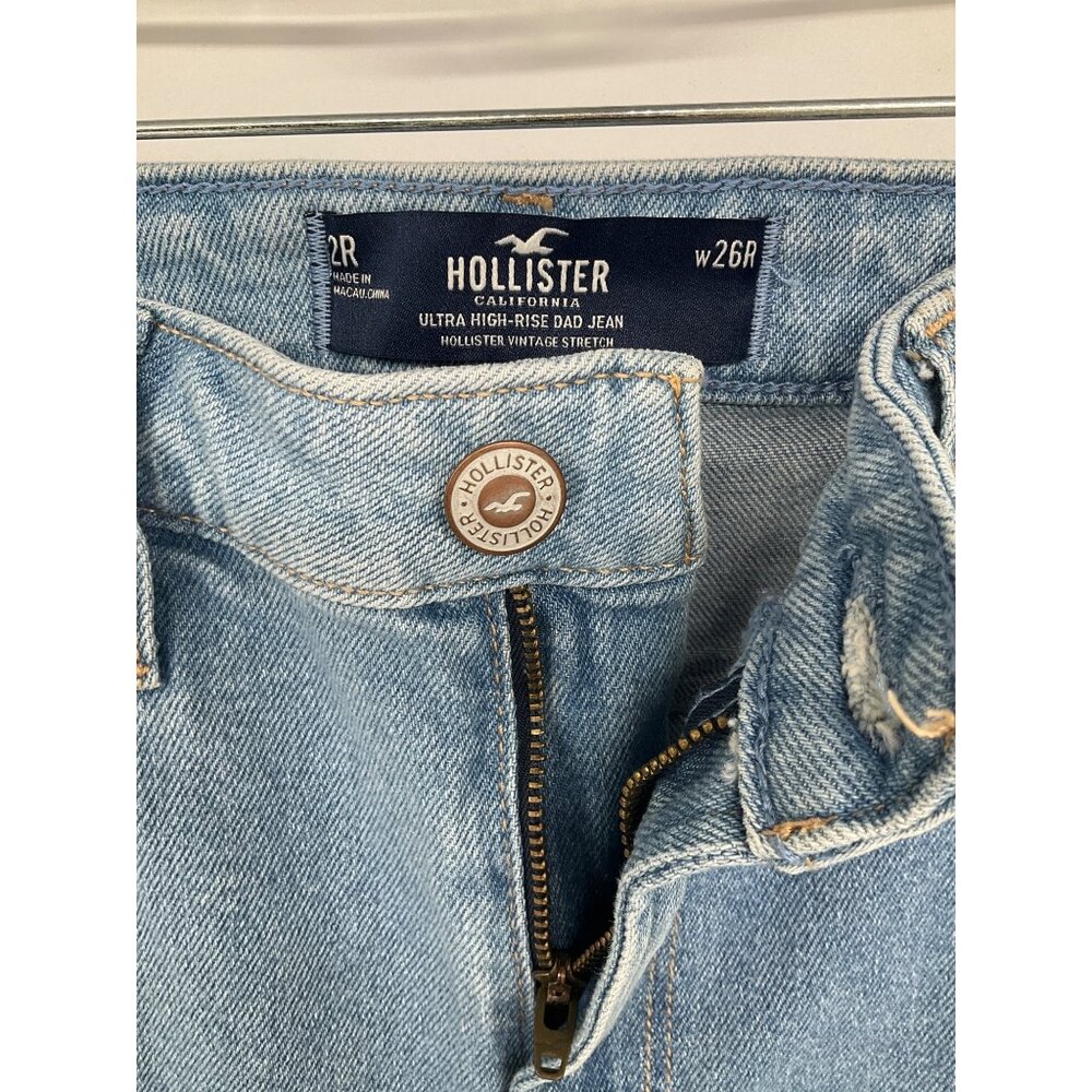 Hollister size 2R 26W NEW Ultra High-rise Dad Jeans Smiley Faces - Picture 3 of 11